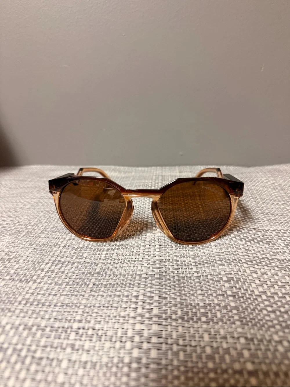 Oakley Amber Translucent Square Sunglasses with Tortoise Temples